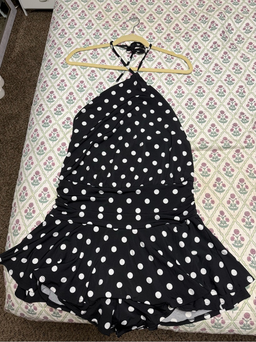 wild fable Black and White Polka Dot Halter Romper